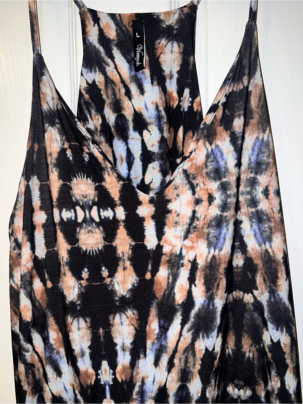 Viereck| ☮️ Tie Dye Maxi Dress w/ Built-In Bra Boho Festival| Large - Picture 3 of 7
